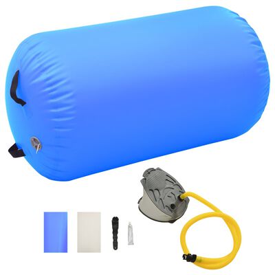 vidaXL Rulou de gimnastică gonflabil cu pompă, albastru, 100x60 cm PVC