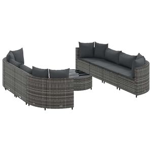 vidaXL Set canapele de grădină, 9 piese, cu perne, gri, poliratan