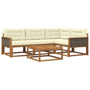 vidaXL Set de canapele de exterior cu pernă 5 pcs Natural și Crem