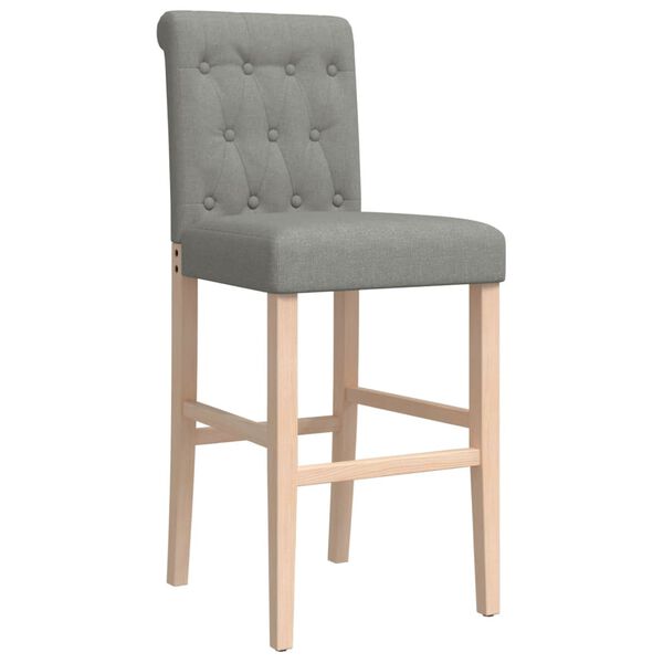 vidaXL Scaune de bar, 2 buc., lemn masiv de hevea și textil