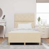 vidaXL Cadru de pat cu headboard Crem 120 x 200 cm țesătură