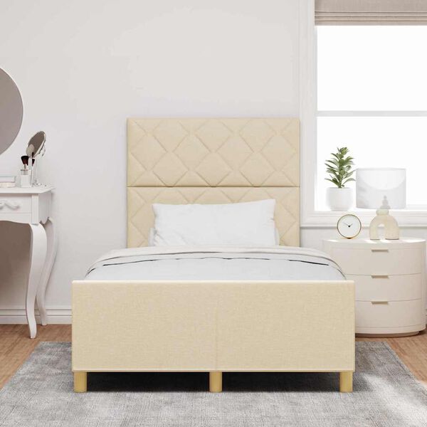 vidaXL Cadru de pat cu headboard Crem 120 x 200 cm țesătură