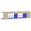 vidaXL Comodă TV cu lumini LED, stejar Sonoma, 135x39x30 cm