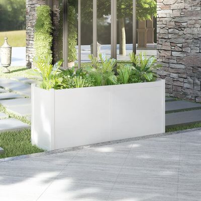 vidaXL Jardinieră de grădină, alb, 150x50x70 cm, lemn masiv de pin