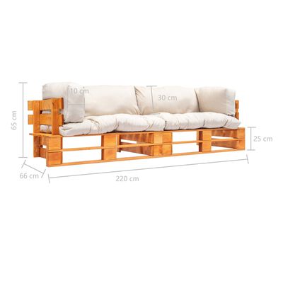 vidaXL Set canapea de grădină paleți cu perne nisipii 2 piese lemn pin