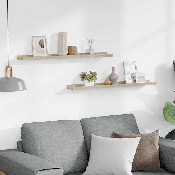 vidaXL Rafturi de perete 2 buc. Stejar Sonoma 80x9x3 cm