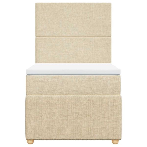vidaXL Pat box spring cu saltea, crem, 90x190 cm, textil