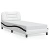 vidaXL Cadru de pat fără saltea Hvar alb și negru 90x190 cm piele artificială
