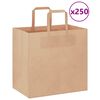 vidaXL Pungi de h&acirc;rtie 250 buc cu m&acirc;nere maro 26x17x25 cm