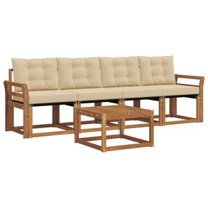 vidaXL Set de canapele de exterior cu pernă 5 pcs Natural și Bej