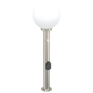 vidaXL St&acirc;lp luminos cu senzor și priză, 80 cm, oțel inoxidabil, IP44