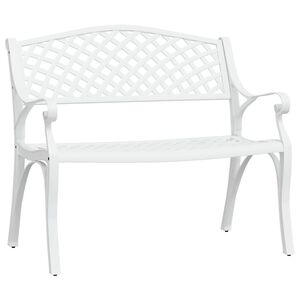 vidaXL Bancă de grădină, alb, 102 cm, aluminiu turnat