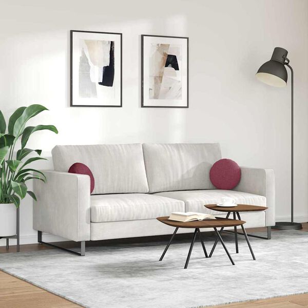 vidaXL Perne de Șezut 2 pcs Roșu Vin Ø30 x 13 cm țesătură