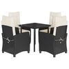 vidaXL Set mobilier de grădină cu perne, 5 piese, negru, poliratan