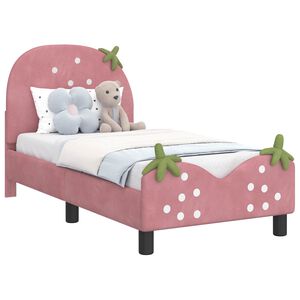vidaXL Cadru de pat pentru copii cu spătar Roz 70 x 140 cm Catifea