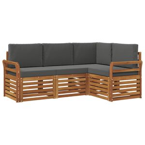 vidaXL Seturi de canapele cu pernă 4 pcs Natural și Antracit