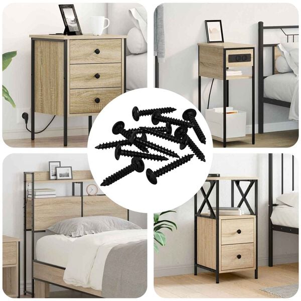 vidaXL Cuie Auto-filetante 9000 pcs Negru Oțel