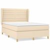 vidaXL Pat box spring cu saltea, crem, 140x200 cm, textil