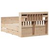 vidaXL Pat cu bibliotecă fără saltea, 150x200 cm, lemn masiv de pin