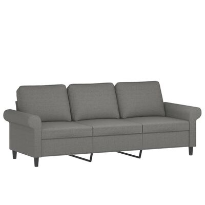 vidaXL Canapea cu 3 locuri cu perne&pernuțe gri închis 180 cm textil
