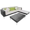 vidaXL Set mobilier de grădină cu perne, 4 piese, negru, poliratan