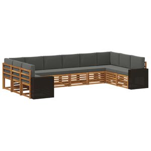 vidaXL Set de canapele de exterior cu pernă 10 pcs Natural și Antracit