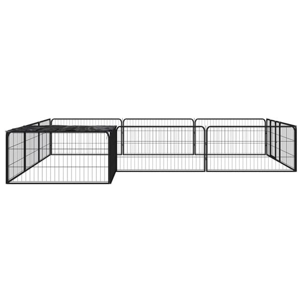 vidaXL Țarc c&acirc;ini 12 panouri negru 100x50 cm oțel vopsit electrostatic