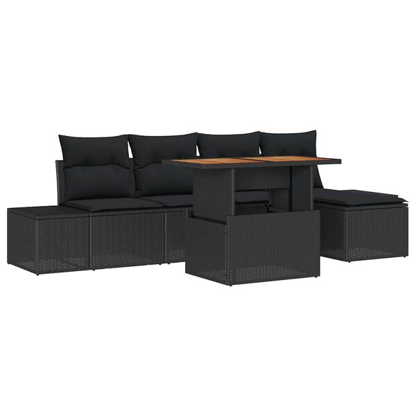 vidaXL Set de masă pentru grădină cu pernă 6 pcs Negru și Maro
