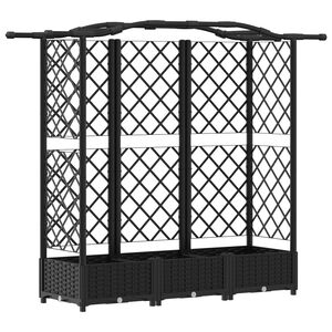 vidaXL Pat Ridicat cu Trellis și Acoperiș Negru 163 x 40 x 126 cm PP