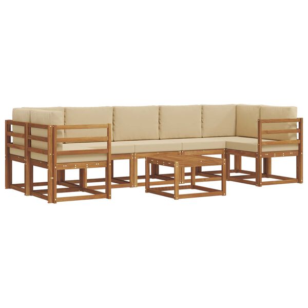 vidaXL Set de canapele de exterior cu pernă 8 pcs Natural și Bej