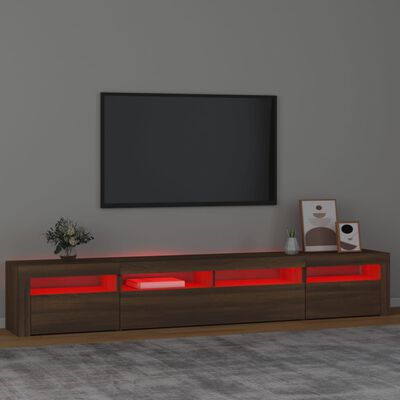 vidaXL Comodă TV cu lumini LED, stejar maro, 240x35x40 cm