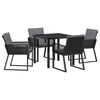 vidaXL Set de masă pentru grădină 5 buc. Negru