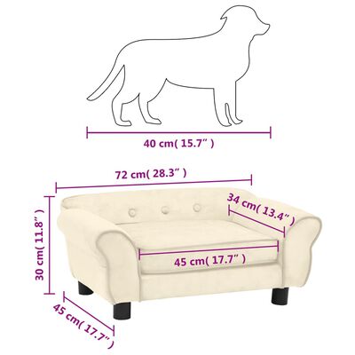 vidaXL Canapea pentru câini, crem, 72x45x30 cm, pluș