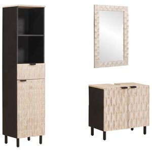 vidaXL Seturi de baie 3 pcs Finisaj Alb Spălat Lemn de mango solid