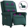 vidaXL Fotoliu electric de masaj rabatabil, verde &icirc;nchis, textil