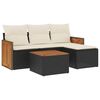 vidaXL Set mobilier de grădină cu perne, 5 piese, negru, poliratan