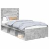 vidaXL Cadru de pat cu headboard Beton 90 x 200 cm Lemn de pin masiv