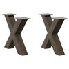 vidaXL Picioare pentru masă de cafea &icirc;n formă de X, 2 buc., oțel natural, 60 x (42-43) cm
