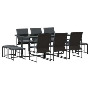 vidaXL Set de masă pentru grădină 11 pcs Negru Oțel