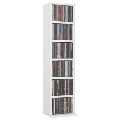 vidaXL Dulap CD-uri, alb extralucios, 21x20x88 cm, lemn compozit