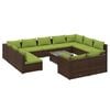 vidaXL Set mobilier de grădină cu perne, 12 piese, maro, poliratan
