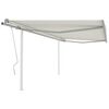 vidaXL Copertină retractabilă manual, cu st&acirc;lpi, crem, 4,5x3,5 m
