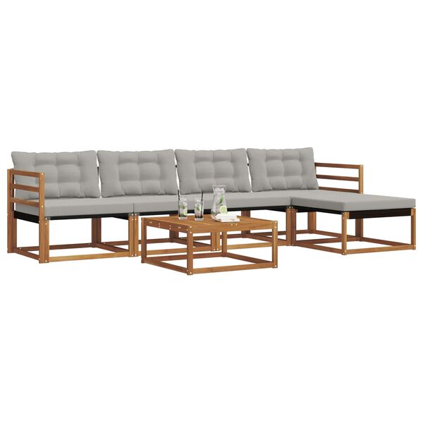 vidaXL Set de canapele de exterior 6 pcs Gri natural și deschis