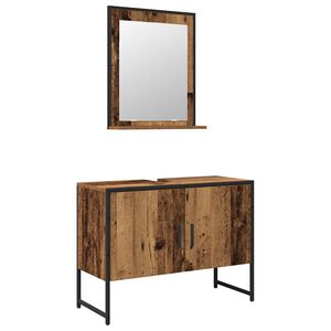 vidaXL Set de mobilier pentru baie Pe perete 2 pcs Maro Lemn compozit