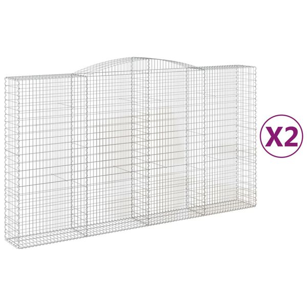 vidaXL Coșuri gabion arcuite, 2 buc, 400x50x220/240cm, fier galvanizat