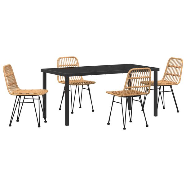 vidaXL Set de masă pentru grădină 5 pcs Maro Oțel vopsit electrostatic