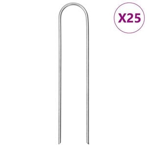 vidaXL Țăruși de păm&acirc;nt &icirc;n formă de U 25 buc. 15x3,5cm oțel galvanizat