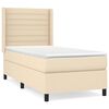 vidaXL Pat box spring cu saltea, crem, 80x200 cm, textil