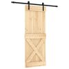 vidaXL Ușă glisantă Natural și Negru 80 x 210 cm Lemn de Pin Solid