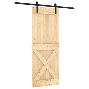 vidaXL Ușă glisantă Natural și Negru 80 x 210 cm Lemn de Pin Solid